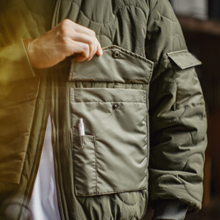 立领保暖棉服外套男冬 复古M51军绿色夹克大口袋短款 马登工装 美式