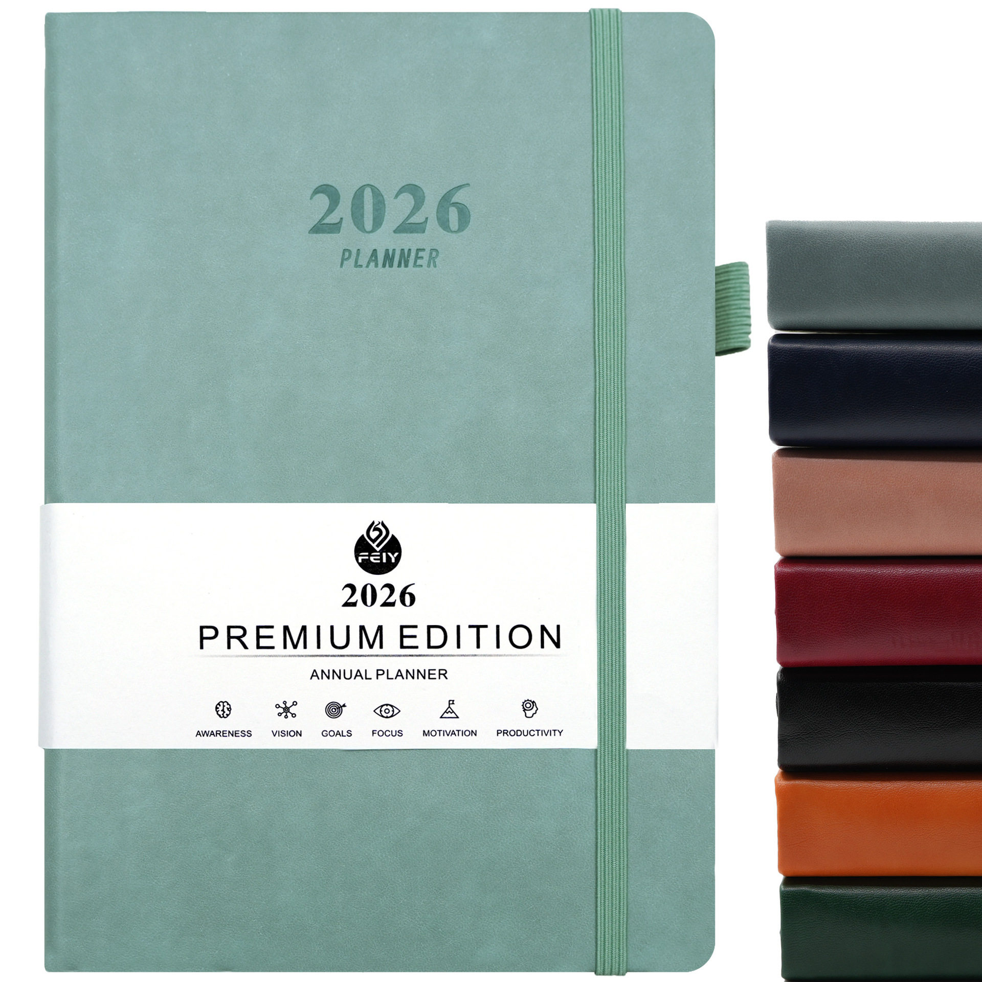 2026周计划本英文月计划本A5绑带日程本精装自律效率手册本定制