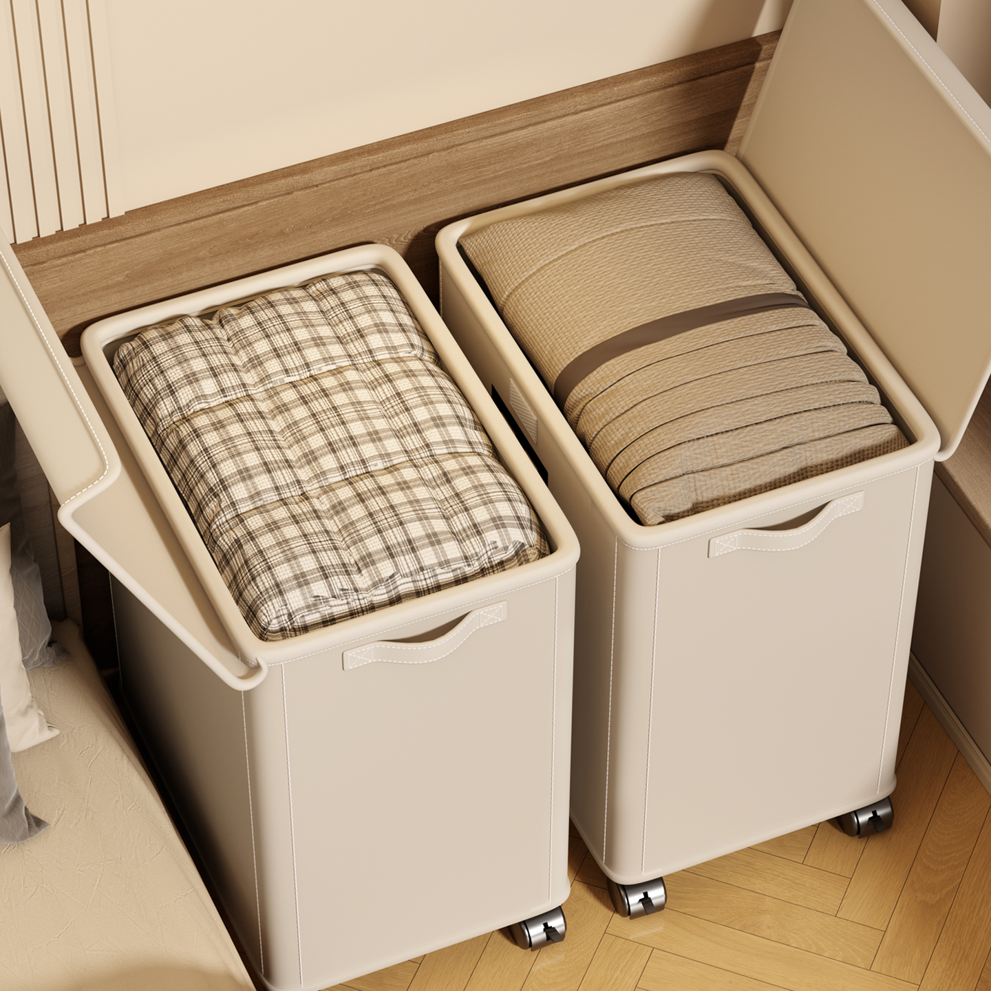 被子收纳箱家用大容量可折叠卧室衣物翻盖整理箱衣服收纳柜储物柜