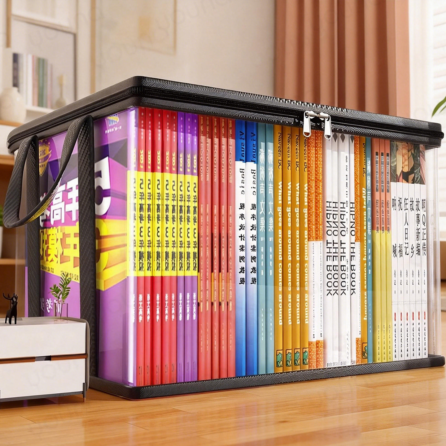 收纳箱书箱学生教室装书整理箱子可折叠透明书本收纳袋书籍储物箱,收纳整理,收纳箱,淘宝优惠券,粉丝福利购,淘宝优惠卷