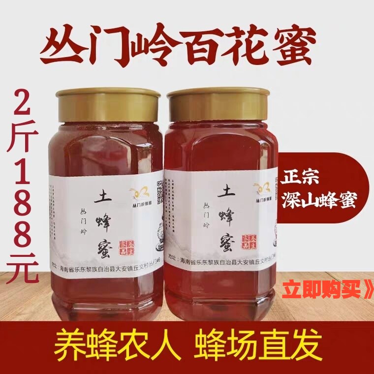 蜂蜜丛门岭纯天然无添加农家自产海南深山土蜂蜜百花蜜2斤