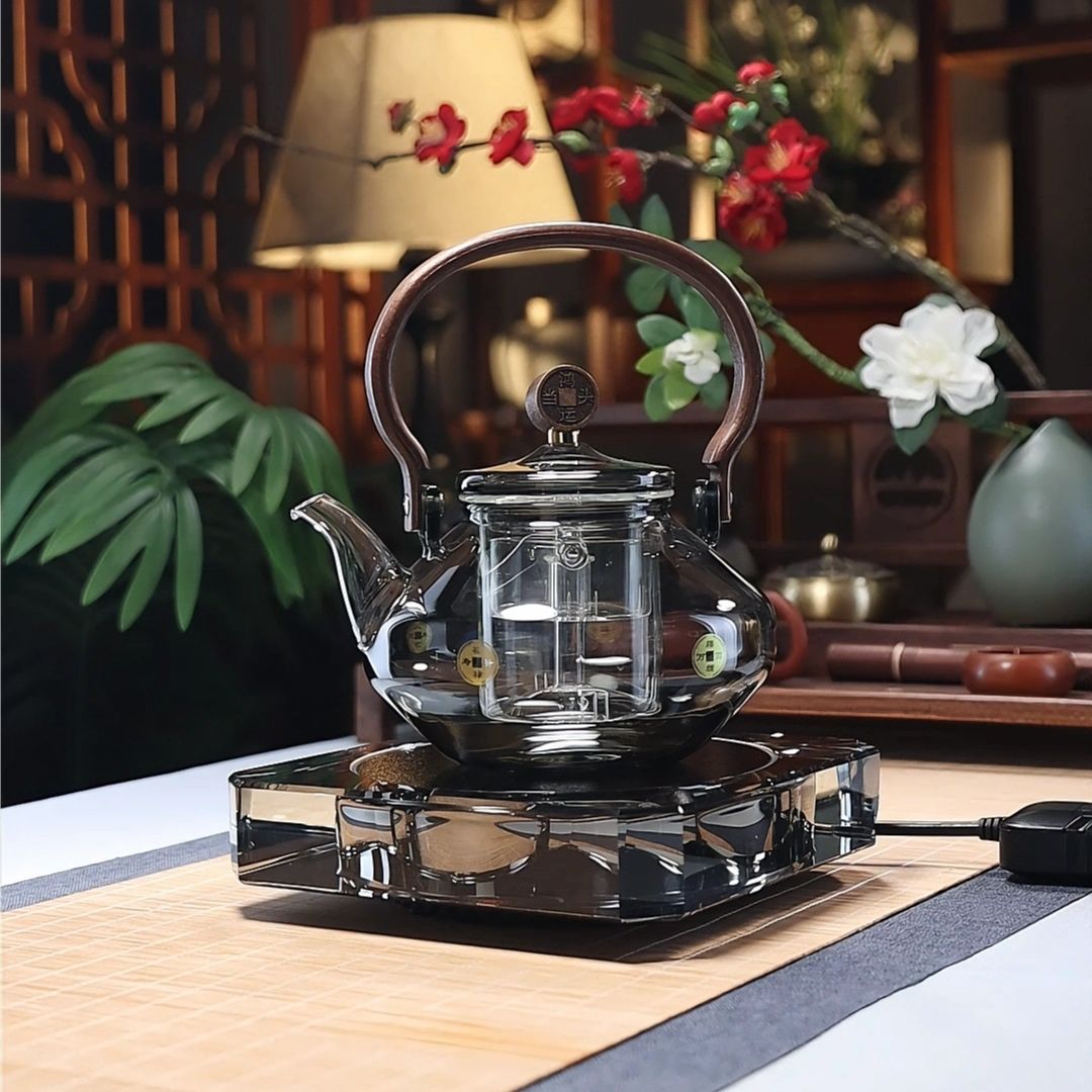 提梁壶蒸汽喷淋式玻璃壶白茶煮茶器加厚耐高温高端蒸馏茶壶大容量图片