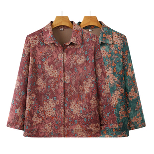 中老年人女奶奶装衬衫60岁70老太太衣服春秋装薄款上衣妈妈装衬衣