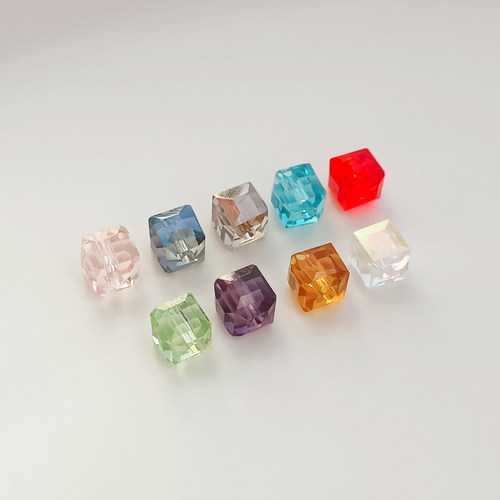 极光炫彩方糖水晶珠子散珠6mm