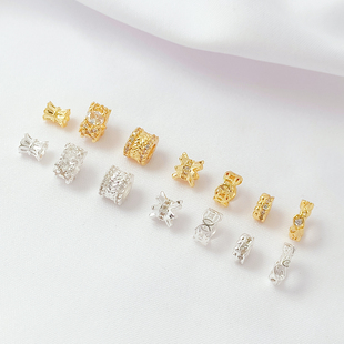 强保色14K铜镀厚银微镶锆石隔珠车轮隔片跑环手工diy手链散珠配件