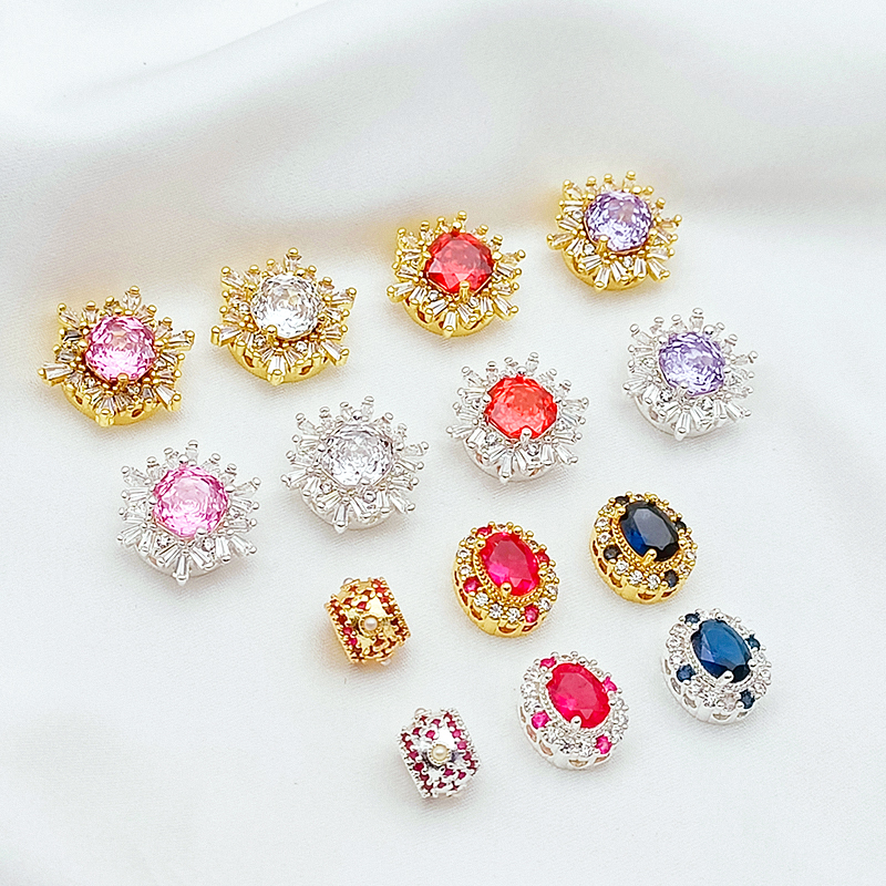 18K包金镶锆石太阳花隔珠