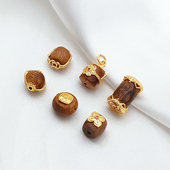 强保色14K包金镶锆石檀木桶珠隔珠手工diy手链项链饰品配件散珠