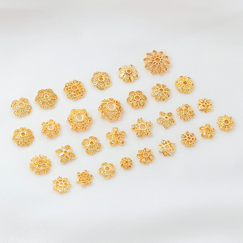 强保色14K包金微镶锆石花托隔片
