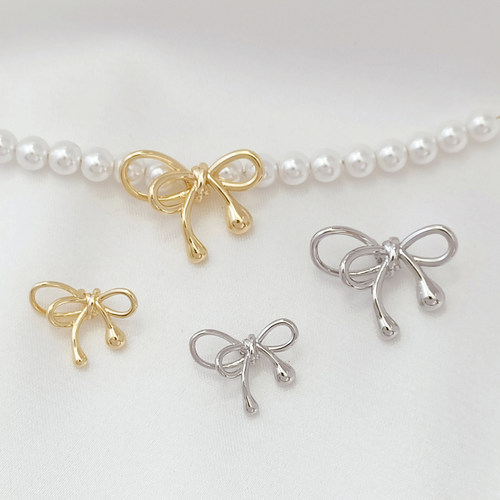 强保色14K铜镀金蝴蝶结镂空串珠