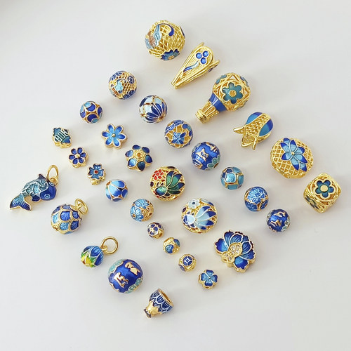 18K景泰蓝强保色diy西瓜散珠子