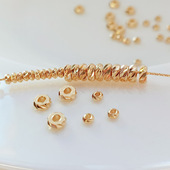 保色配件14K包金切面隔片隔珠散珠圆形串珠手链手工DIY饰品配饰