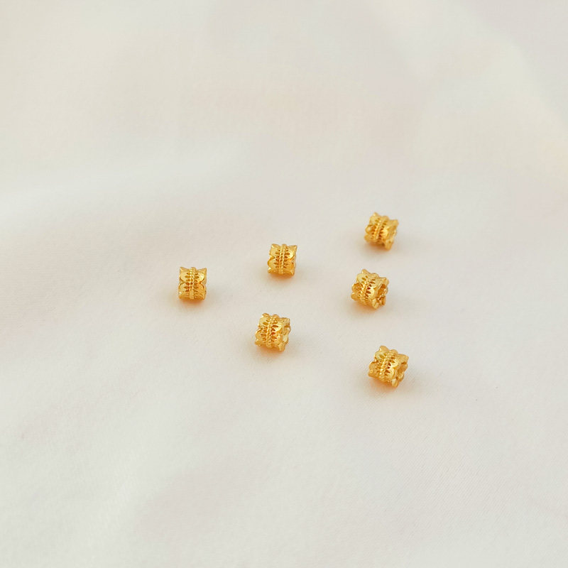 保色配件18K包金古法金沙金桶珠隔珠4*3mm串珠手工DIY饰品配饰