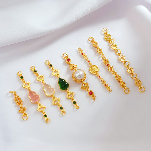 保色铜镀18K沙金祥云葫芦延长链