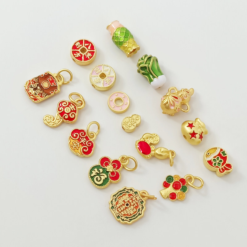 沙金保色滴油钱币螃蟹钱袋吊坠配件diy手工编织手绳项链挂件配饰