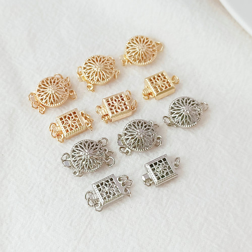 镂空雕花插片扣链接扣珍珠收尾扣