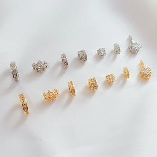 强保色14K包金镶锆石隔珠隔片散珠DIY手链项链饰品白金色配件材料