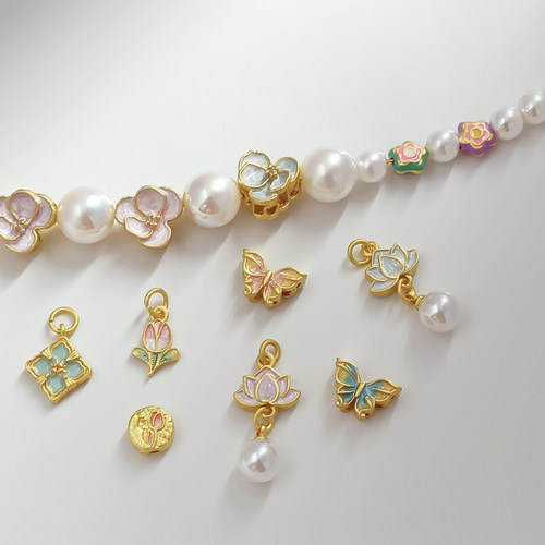 强保色五角星花苞吊坠配件滴油