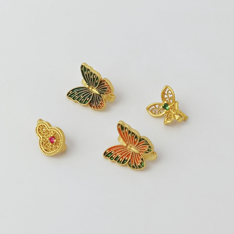 古法金镶锆滴油蝴蝶葫芦收尾扣手工DIY压襟扣项链饰品扣头配件,饰品/流行首饰/时尚饰品新,其他DIY饰品配件,淘宝优惠券,粉丝福利购,淘宝优惠卷