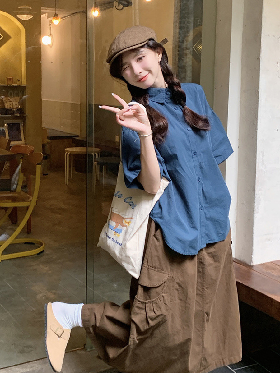 大码女装夏季新款学院风两件套潮
