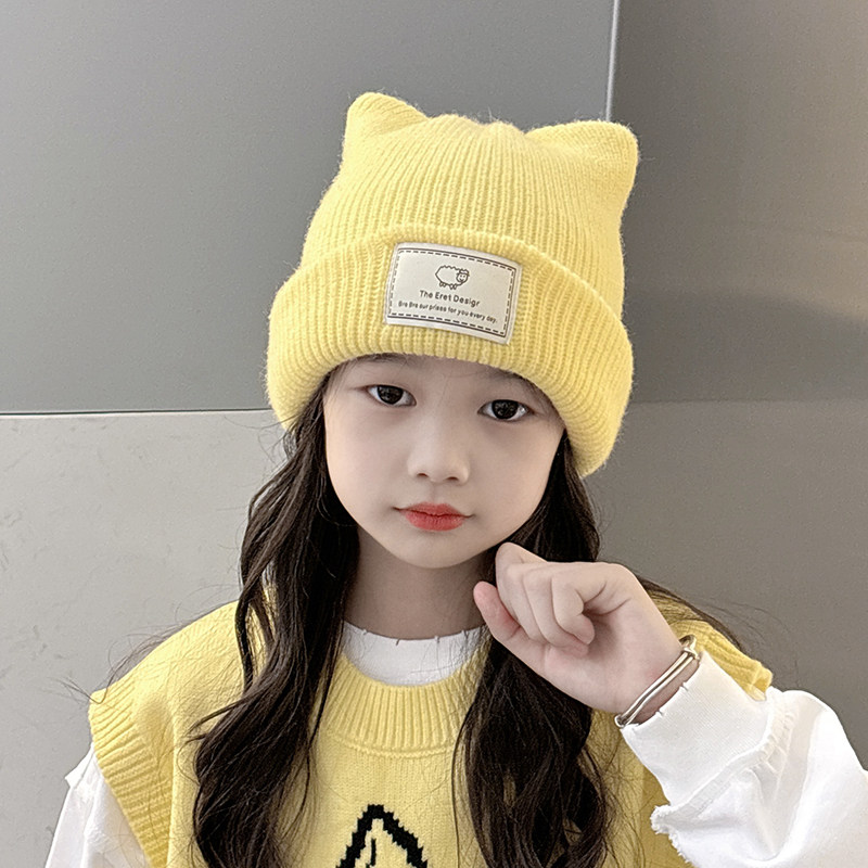 儿童帽子秋冬季女童洋气猫耳朵毛线帽冬季女孩时尚护耳针织套头帽,童装/婴儿装/亲子装,帽子,淘宝优惠券,粉丝福利购,淘宝优惠卷