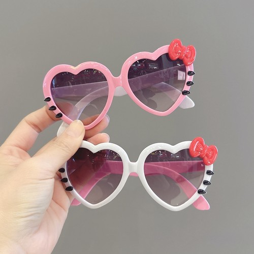 儿童眼镜女童可爱猫咪爱心太阳镜女宝宝蝴蝶结防紫外线防晒墨镜潮