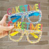 生日派对聚会自拍拍照道具CAKE 新款 蛋糕时间搞怪眼镜框 TIME眼镜