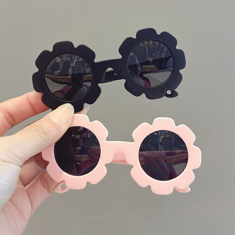 婴儿眼镜男女童宝宝硅胶偏光太阳镜婴幼儿可爱小花拍照道具墨镜潮