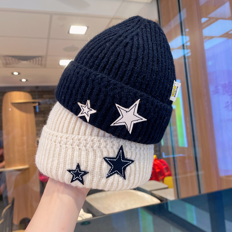 儿童帽子秋冬季男女童针织毛线帽女孩包头帽冬天宝宝加绒护耳冷帽