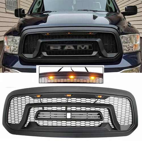 适用道奇DODG RAM 1500 2013-2017 改装中网 RAM带小黄灯中网格栅