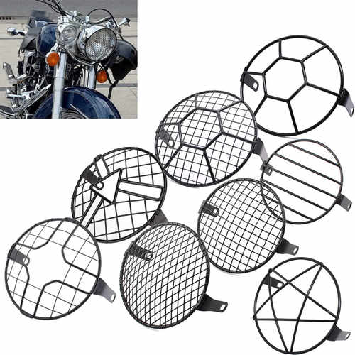 摩托车复古圆灯罩CG125改装保护罩金属网格面罩摩托车前大灯配件
