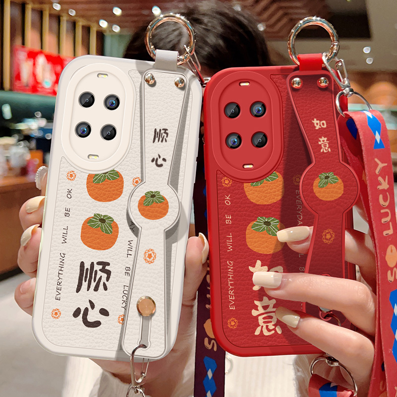 适用华为nova14活力版手机壳防摔TYR-AL00硅胶软边可斜挎腕带镜头全包边小羊皮保护套女喜庆文字背带挂绳新款