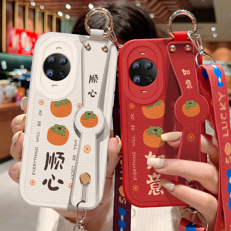 适用华为nova14手机壳防摔nova14Pro硅胶软边nova14Ultra可斜挎腕带镜头全包边保护套女喜庆文字背带挂绳新款