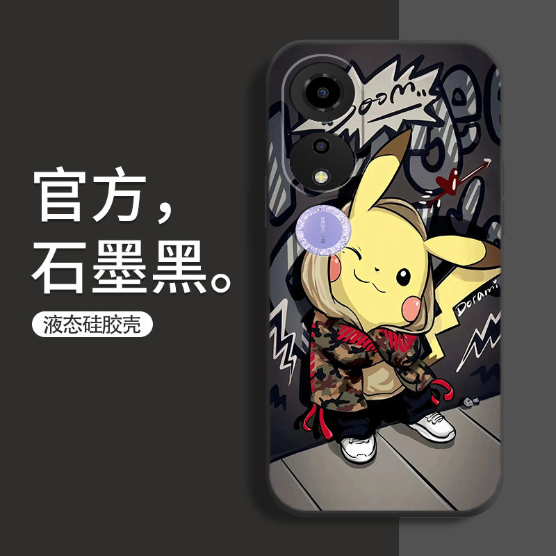 适用华为荣耀畅玩40S手机壳防摔WDY-AN00皮卡丘液态硅胶软壳Honor卡通保护套畅玩40镜头全包5G个性男女新款薄
