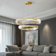 轻奢客厅吊灯现代简约大气水晶灯餐厅卧室铜灯具复式 双层酒店灯具