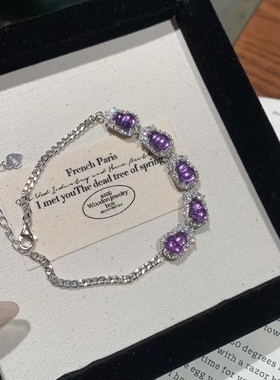 天然紫水晶葫芦手链s925纯银镶嵌时尚百搭气质优雅女款礼物