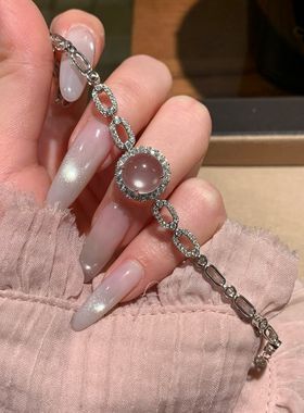 天然水沫玉冰种玻璃种手链宝石显白富贵气质S925纯银翡翠伴生矿