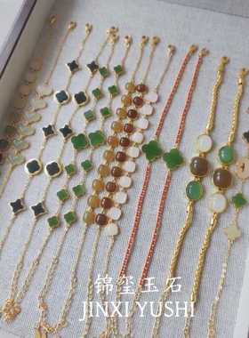 上新多款天然和田玉手链s925银镶嵌玉石时尚设计感手链送朋友礼物
