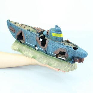 鱼缸水族箱造景沉船装饰摆件巡航舰造景搭配沉船断船背景潜艇残骸