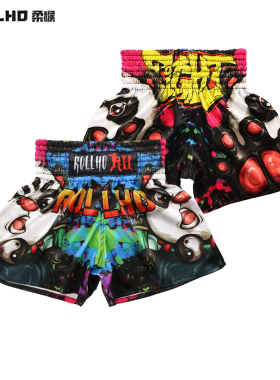 柔猴泰拳熊猫运动踢拳训练MMA短裤UFC搞怪速干卡通动漫三分裤定制