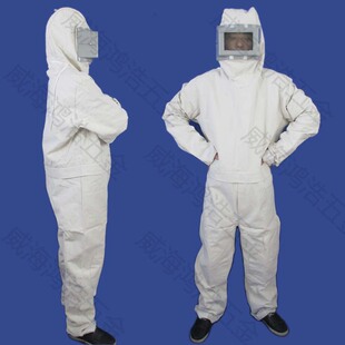 泓昊加厚喷砂防护服分连体冲砂喷砂打沙专用衣服防护服喷砂服装 帽