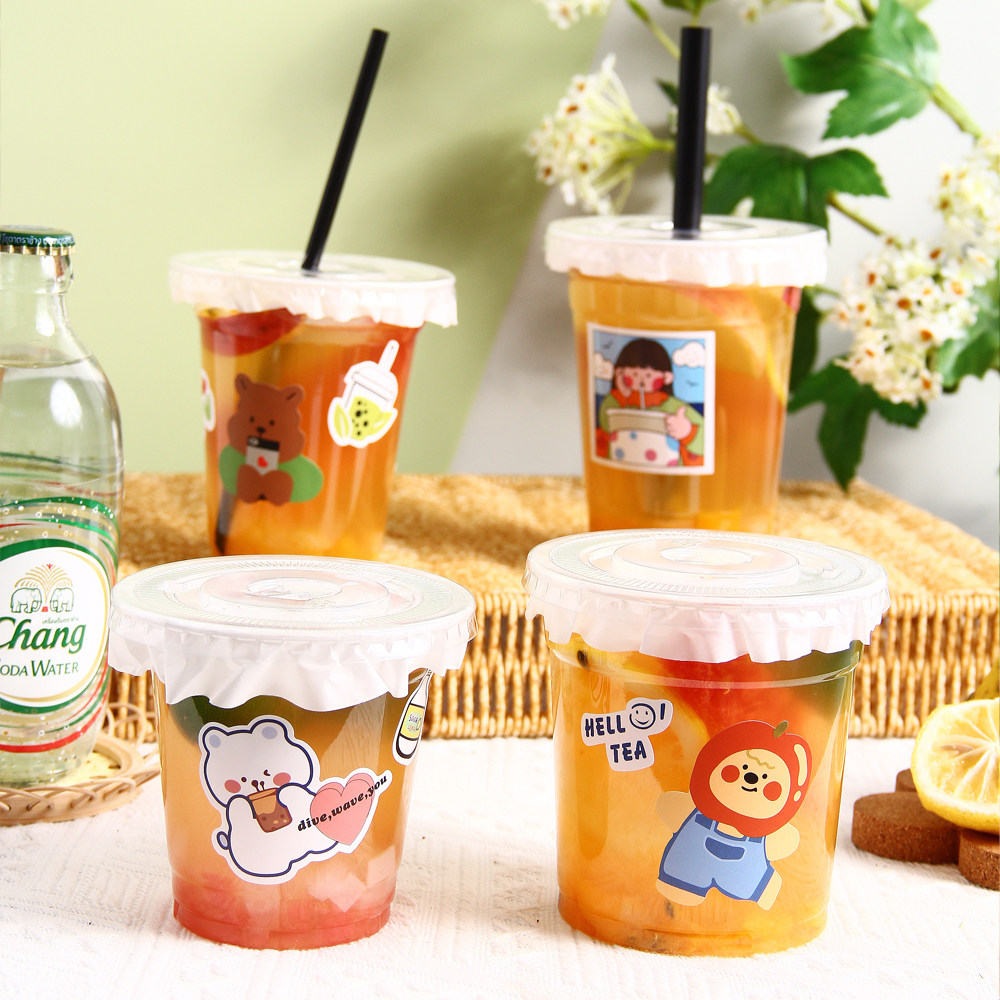 嘟嘟杯一次性500ml奶茶咖啡生椰拿铁水果茶塑料冷饮饮料打包杯子