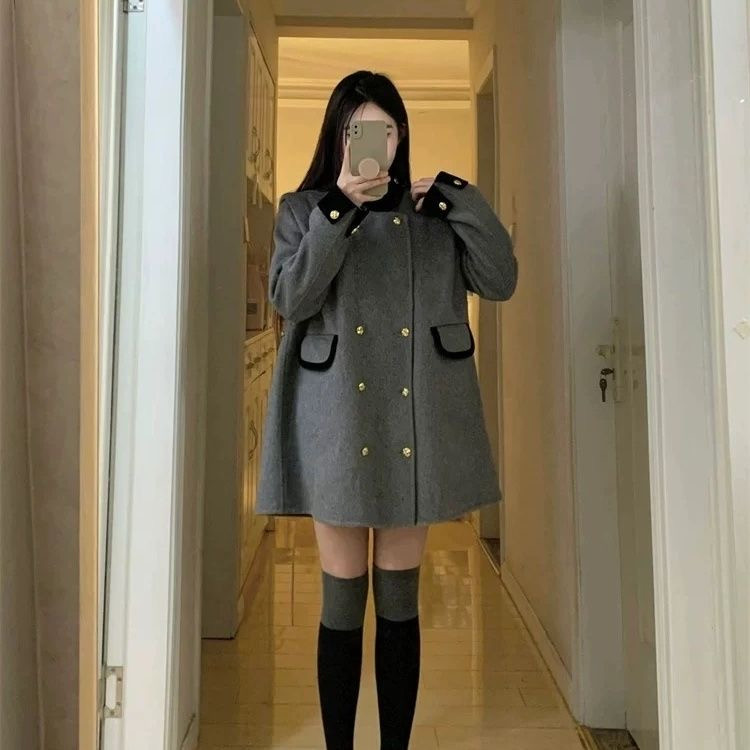 法式小众设计感宽松显瘦孕妇毛呢外套秋冬新款气质保暖呢子大衣女