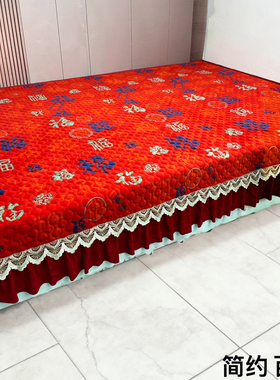 百福红色火炕专用床盖冬季榻榻米炕单大炕床盖牛奶绒农村土炕床单