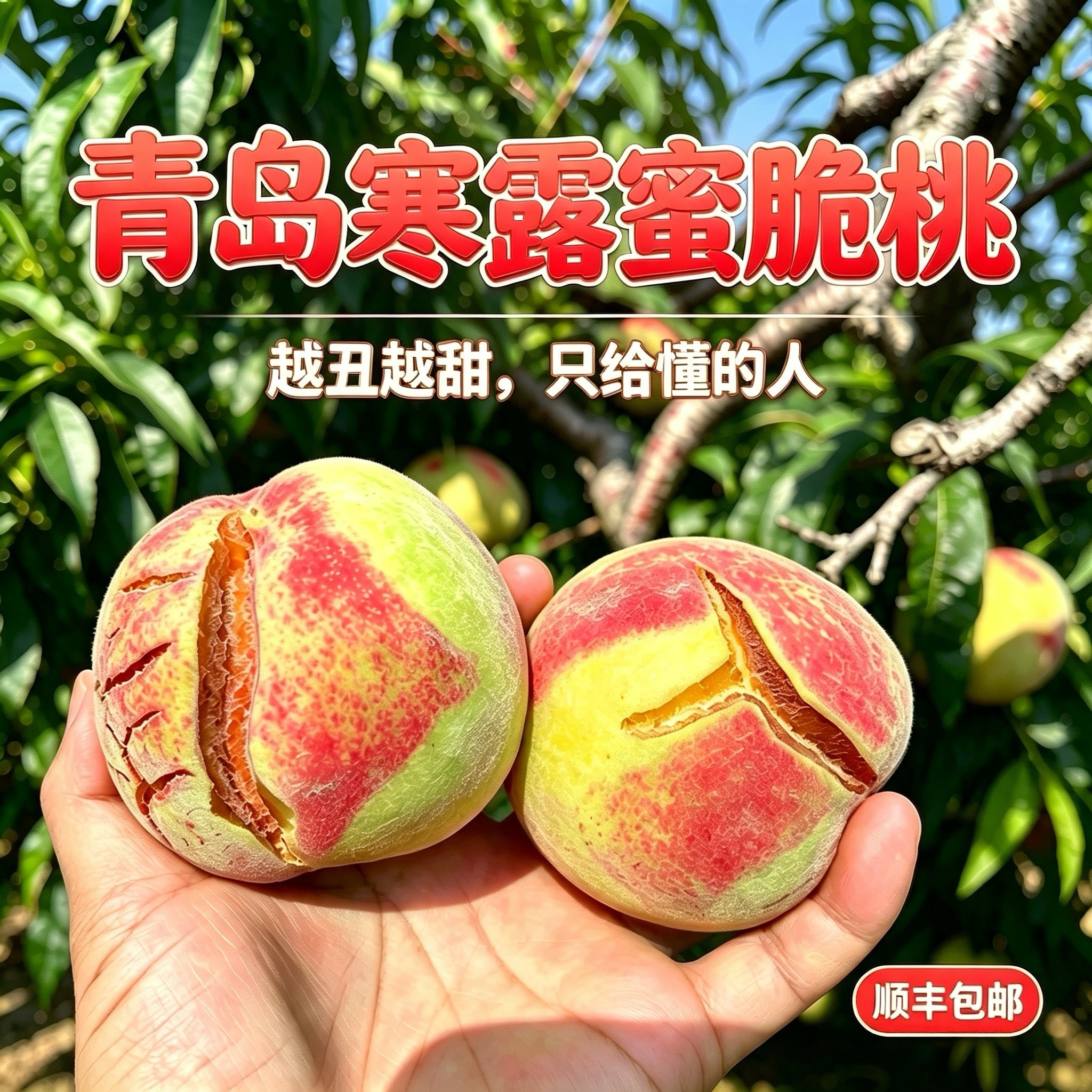 现摘青岛寒露蜜桃子脆甜顺丰包邮
