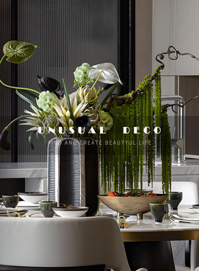 UNUSUAL 欧式轻奢极简样板间客厅餐厅大厅桌面手工琉璃花器摆件