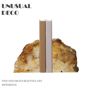 新中式木化石书档书靠摆件样板房售楼处书房客厅大厅软装饰品摆设