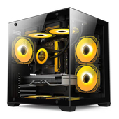 海景房侧透MINI电脑机箱台式 atx白色侧透黑色240水冷电竞 主机m