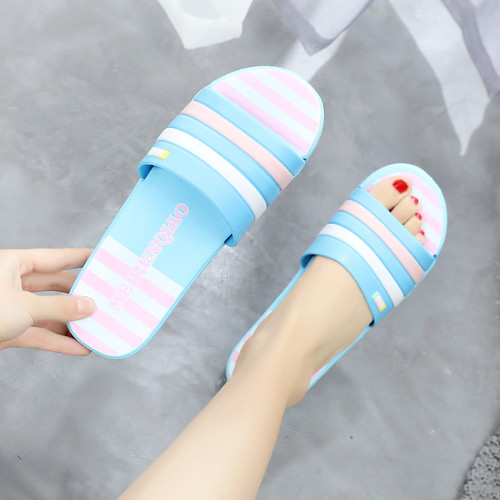 韩版风条纹拖鞋女外穿美人桥静音