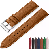 热销真皮牛皮表带男女配件针扣蝴蝶扣彩色荔枝纹手表链防水柔软