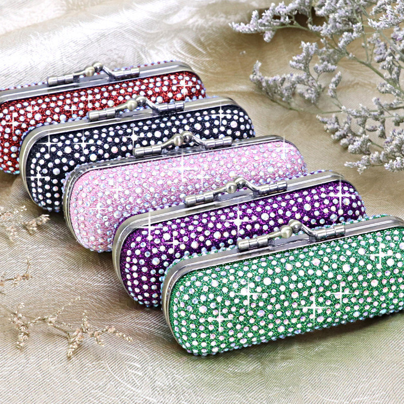 包邮 奢华仿钻口红盒子唇膏盒带镜子伴手礼口红首饰收纳盒放包包